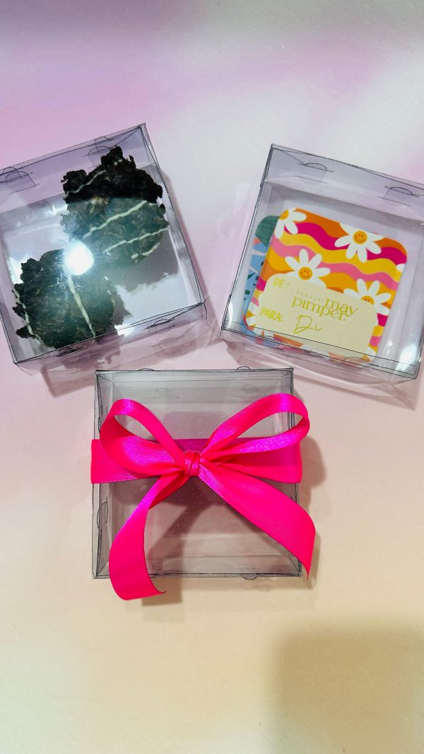 Empaque Caja Tags Acetato Precio Individual $8 Compra minima 10 piezas.